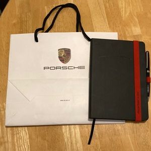 Black leather journal/note book Porsche